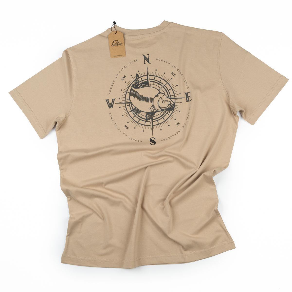 bez_zadnja_strana_zguzvana imFish Compass T-shirt Beige - Image 1
